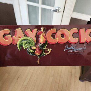 Brand New Ande Rooney Heavily Embossed Gaycock Tin Sign 30s-50s Fruit Company